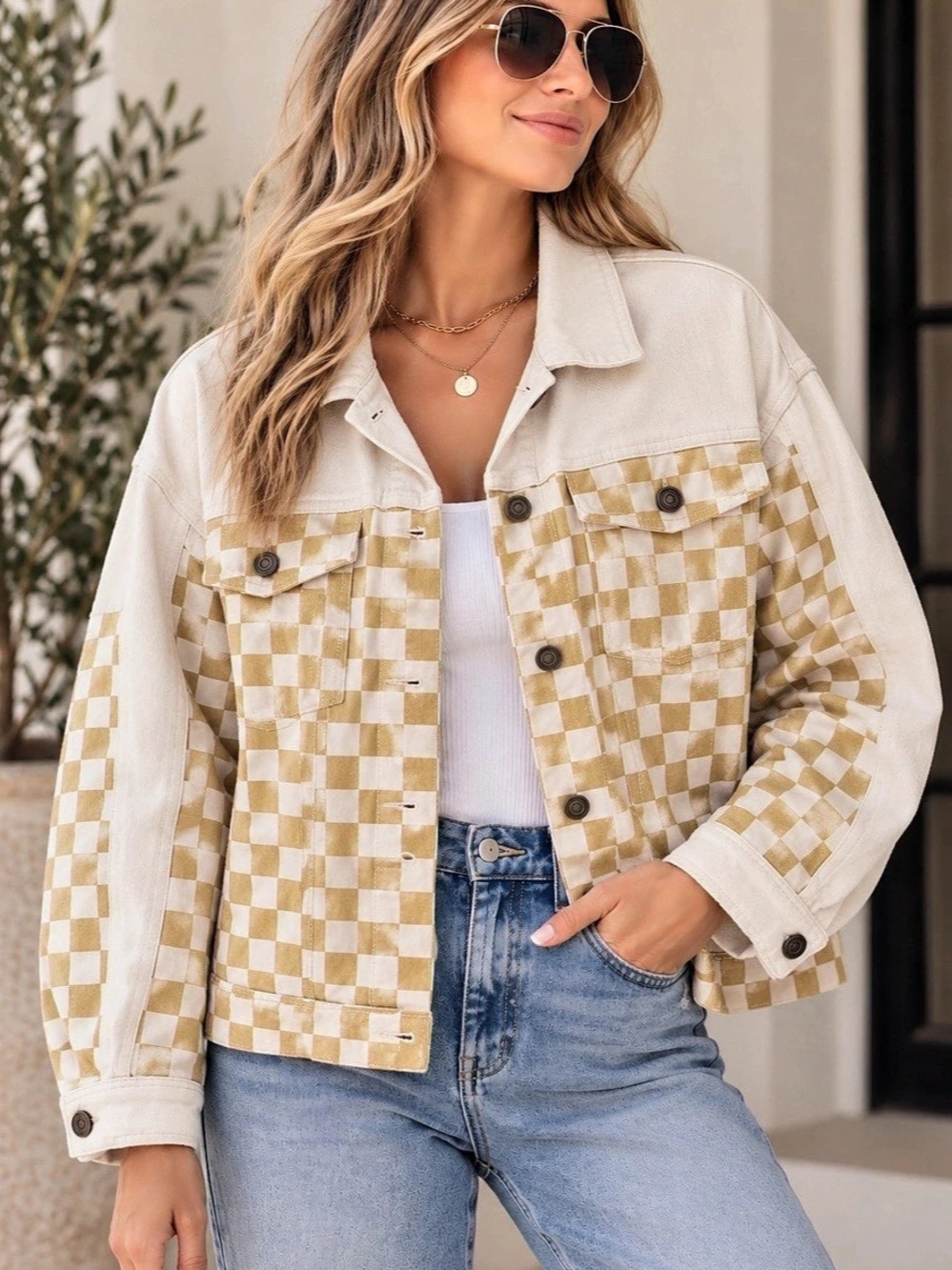 Roolee Checkered Denim Jacket 🌼 🍂